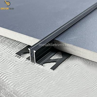 China 1/2'' 12mm Matt Black Expansion Joint Profile With Black Rubber Strip for sale