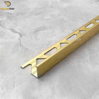 China 12.5mm*23mm Aluminium Tile Trim L Shape Edge Gold Color for sale