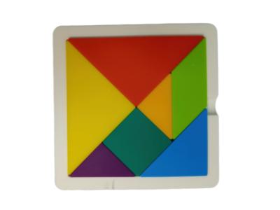 China Custom Non Toxic Silicone Puzzle Tangram 7 Piece For Children With Size Is 15*15*3 cm And Weight Is 230 Gram for sale
