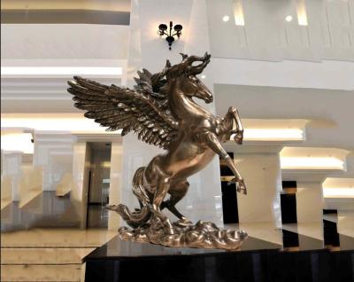 China Surface Painted Antique Bronze Statue , Indoor Metal Sculptures Hotel Decoration for sale