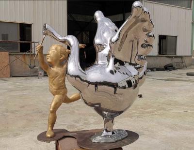 China Contemporary Outdoor Metal Statues Public Decorative Stainless Steel Animal Sculpture for sale