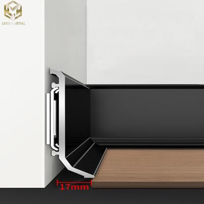 China Extrusion Recessed Aluminium Skirting Profile Baseboards Electroplating Finish for sale