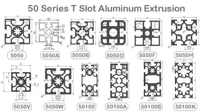 China Cuadro de perfiles de ranura de aluminio T de extrusión industrial Serie 50 80 20 en venta