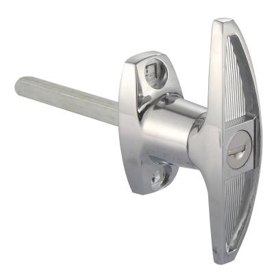 China Doorhardware T Handle Garage Door Lock Bright Chrome Plated ROHS Certificate for sale