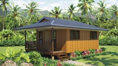 China Light Steel Frame wooden design,earthquake proof cyclone proof, Fiji style prefab Bungalow for sale