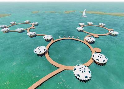 China Bangalô sobre a água pré-fabricado com estrutura de aço leve / casa pré-fabricada para resort na água à venda