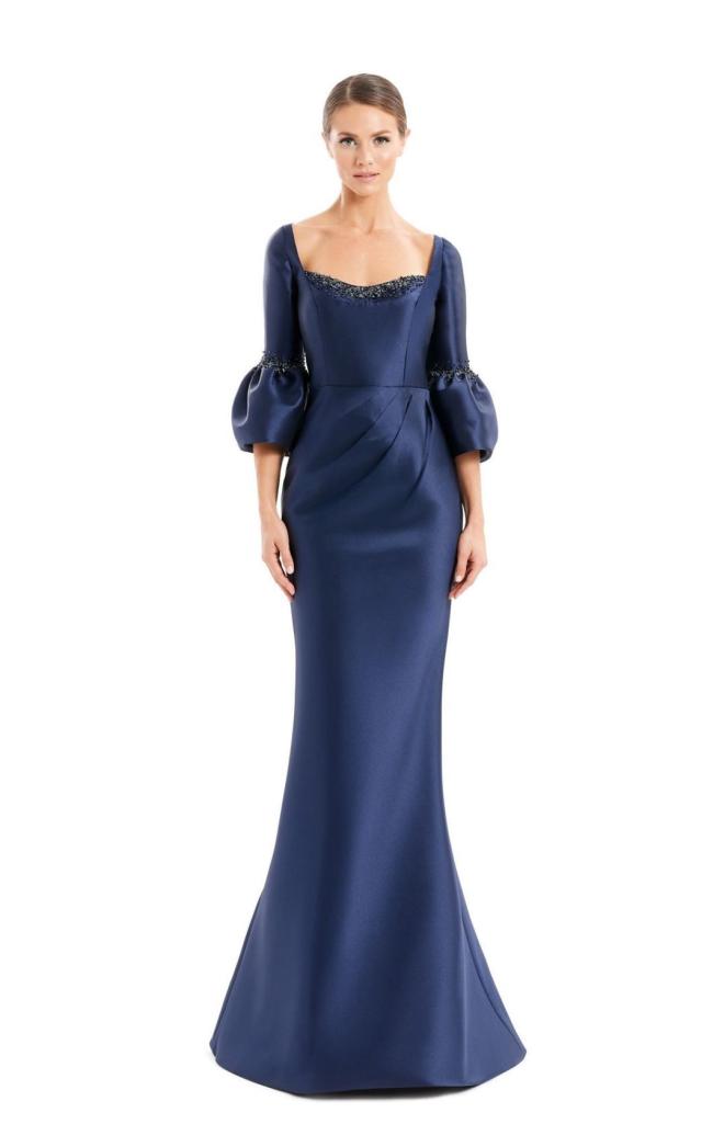 Sweetheart Embellished Neckline ¾ Sleeve Ruching Waist Beaded Mother Gown