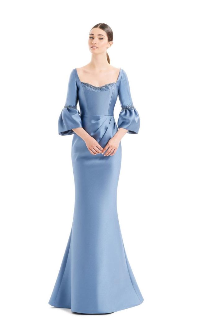 Sweetheart Embellished Neckline ¾ Sleeve Ruching Waist Beaded Mother Gown