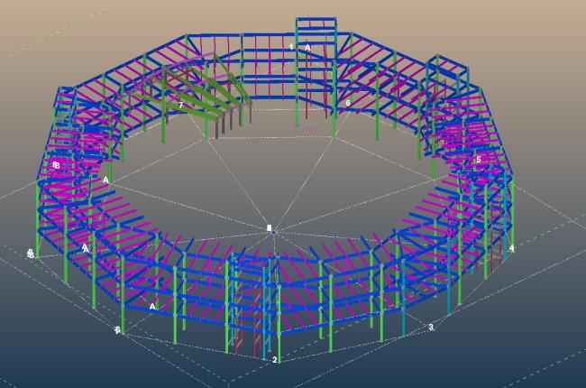 Commercial steel building interior and structural details
