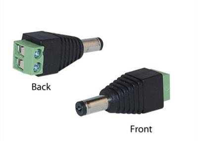 China Negro del conector 5521 del adaptador del conector hembra de la corriente continua del Pin del PVC 2 con Teminal verde en venta