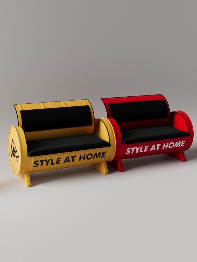 Balcony Rest Area Dual Seat Sofa - side view