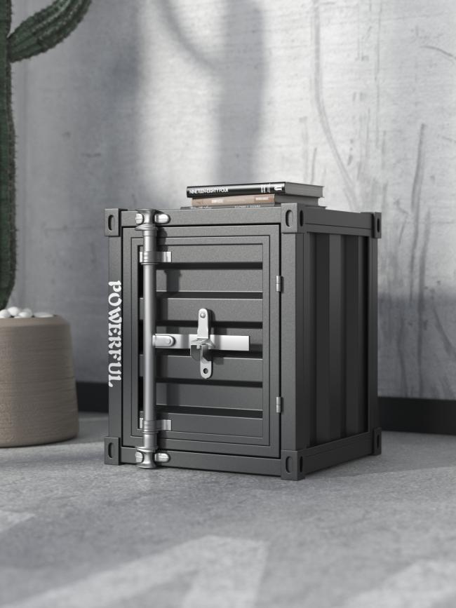 Metal industrial document storage cabinet side view
