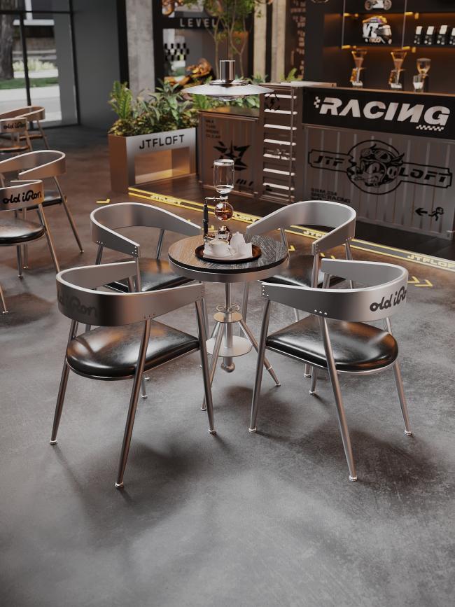 Industrial Bar Table Chair Set in restaurant setting