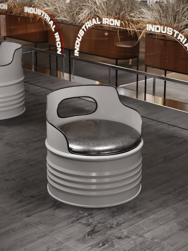 Industrial style cafe furniture set in use environment