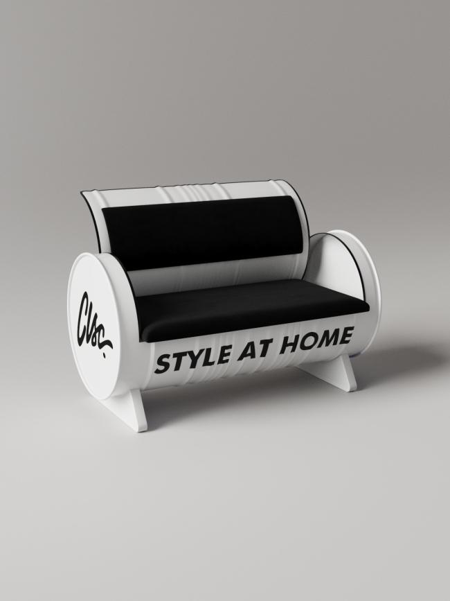 Two-seat sofa displayed in a balcony leisure area