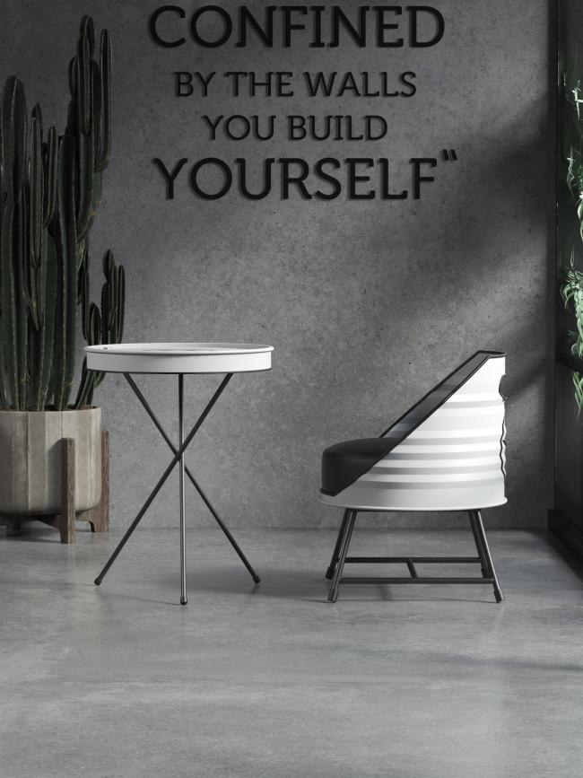 Industrial furniture set in various color options