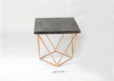 China Rose Gold Metal Shelf Black Wood Coffee Tea Table for sale
