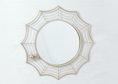 China Living Room Rose Gold Spider Web Metal Wall Art Mirror for sale