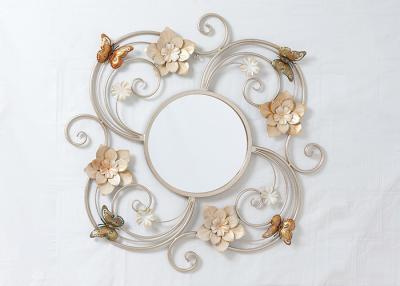 China Girl'S Room Butterflies And Florals Metal Wall Art Mirror for sale