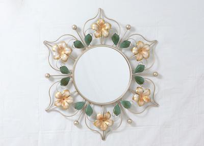 China Wrought Frame Decorative Framed Metal Flower Mirror for sale