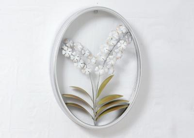China Modern Home Oval Frame Iron Silver Flower Wall Decor for sale