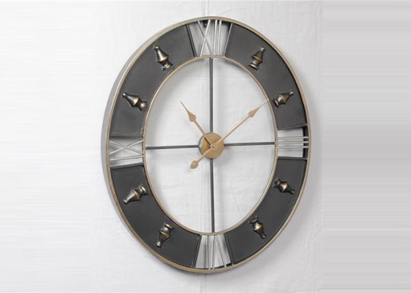 Quality Industrial Creative Silent Oval 3D Metal Wall Art Clock for sale