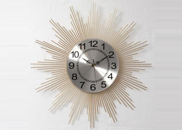 Quality Office Decorative Gold Sun Circular Metal Wall Art Clock for sale