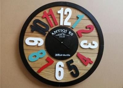 China Black Round Edge 3D Oversized Decorative Wooden Clocks for sale