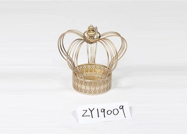 Quality Metal Crown Shape Iron Pedestal Pillar Candle Holder for sale