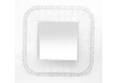 Cina Decorazione della parete rispecchiata quadrato della struttura del metallo scolpita quadrato dell'argento dello specchio della parete in vendita