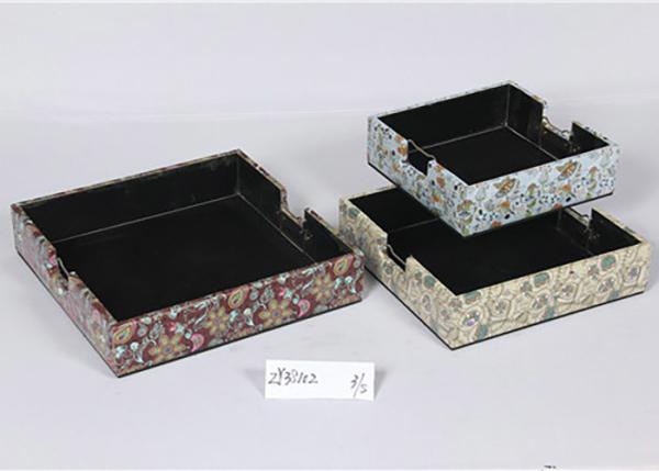 Quality Bathroom 3 Sets PU Leather Printed Wooden Food Tray for sale