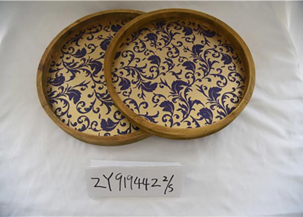 Quality Retro Metal Printed Entryway Table Wooden Food Tray for sale