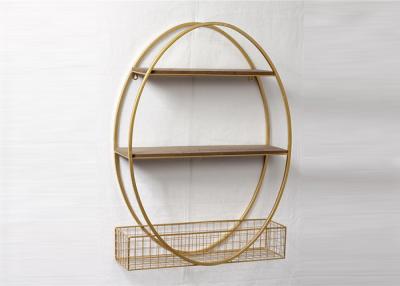 China Gold Metal Framed Metal And Wood Display Shelves for sale