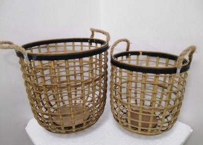 China Bamboo Handmade Set Of 2 Basket Storage For Kitchen Or Bathroom for sale
