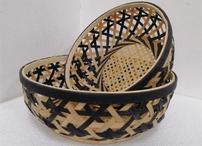 China Set Of 2 Food Storage Round Vintage Bamboo Basket for sale