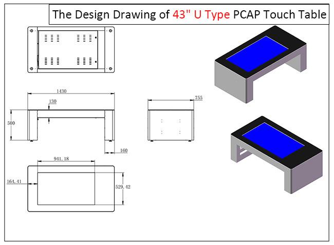 43 Inch LCD Advertising PCAP Smart Coffee Table With Touch Screen