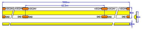 Uniform Lighting Brightness 336LEDS COB Strip Light With 3000K Color Temperature IP20 Rated UL Listed 2