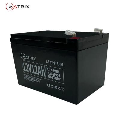 China Matrix Deep Cycle Lithium Iron Phosphate Battery 12v 12ah With BMS for sale