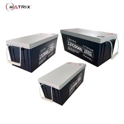 China Matrix 12V 200Ah Rechargeable Lithium Battery Pack For RV / Solar / Marine / Ups for sale