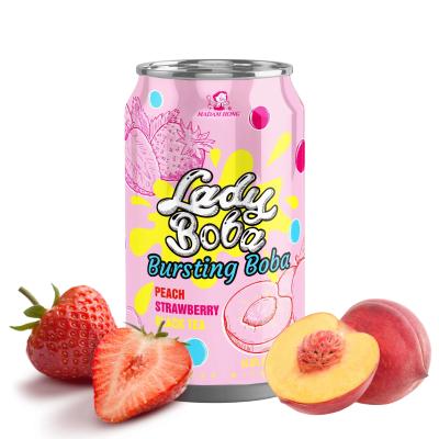 China Peach and Strawberry Bursting Boba Bubble Tea - 320ml - Your Wholesale Supplier for Boba Tea and Bubble Tea Products for sale