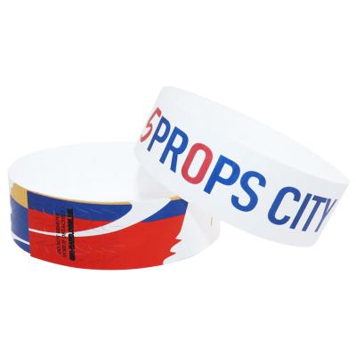 China Tearproof Custom Printed Paper Wristbands Personalised White Blue Yellow for sale