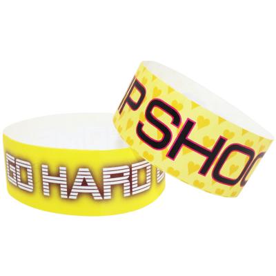 China Yellow Orange Custom Paper Wristbands For Events Synthetic Security for sale