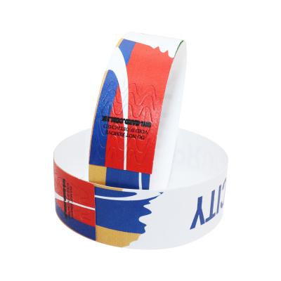 China Impressão de segurança pulseiras de papel colorido personalizadas resistentes à água à venda