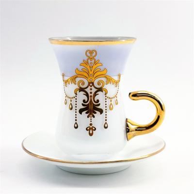 China Aesthetic Arabic Tea Cup 162G Weight 105ML Arabic Tea And Coffee Sets for sale
