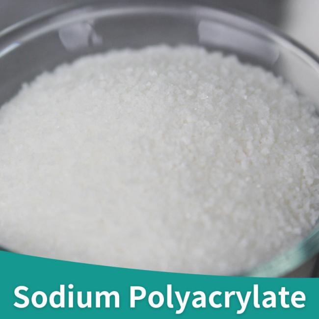 Industrial-grade sodium polyacrylate powder in white granule form