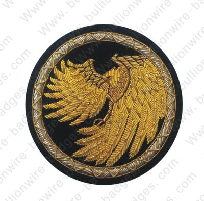 China Gold circle wings bullion wire indian silk badges for t-shirt  bags and pockets for sale