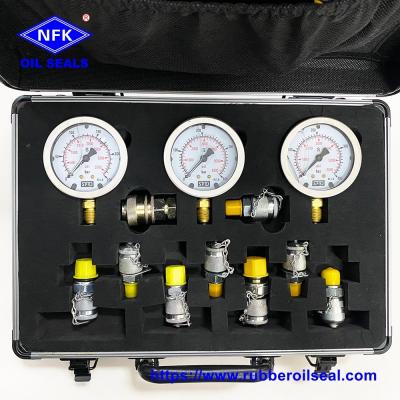 China Excavator Hydraulic Pressure Test Gauge Kit With Stainless Steel Case for sale