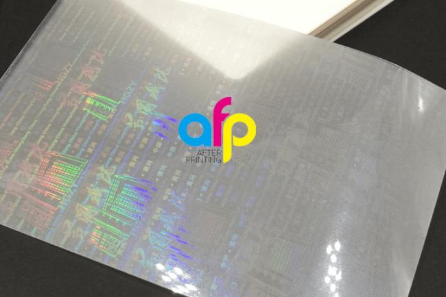 Holographic laminating film product display