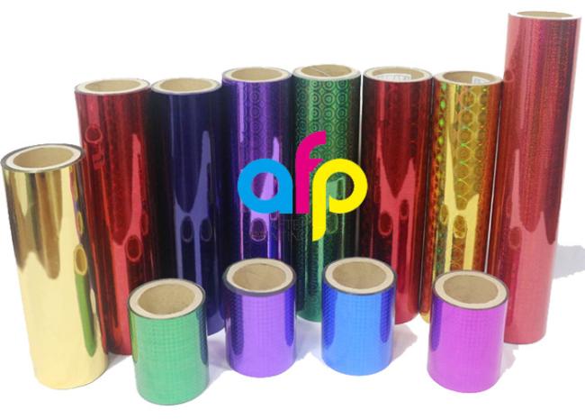 Metallic colors holographic film samples showing various color options