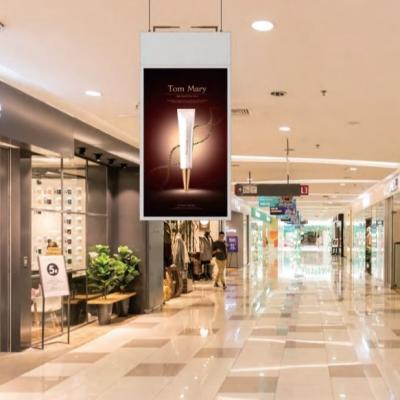 China High Definition Digital Signage Ultra Slim Screen Double Sided Hanging LCD Display Digital Signage for Advertising for sale